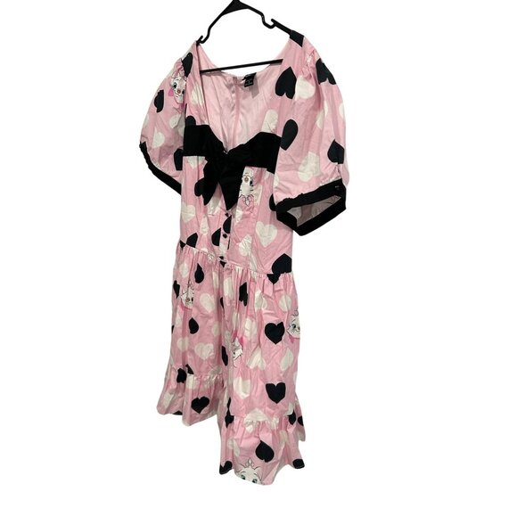 Disney Marie Pink Dress Heart Pattern And Bow Accents Size 4 Kidcore Aristocats - Picture 5 of 13